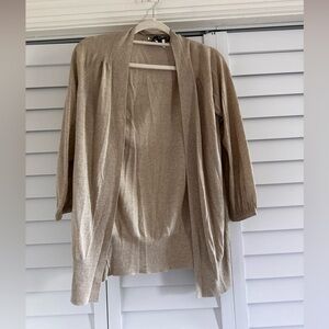 Women's Open-Front Beige Cardigan Sweater